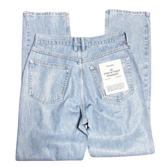 New with Tag Frame Le High 'N' Tight Poolside Straight Shinny Women's Denim Jean - Picture 9 of 16